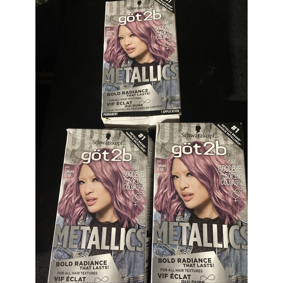 Got2b Metallics Permanent Hair Color, M84 Sakura Pink 3 Pack - Picture 1 of 3